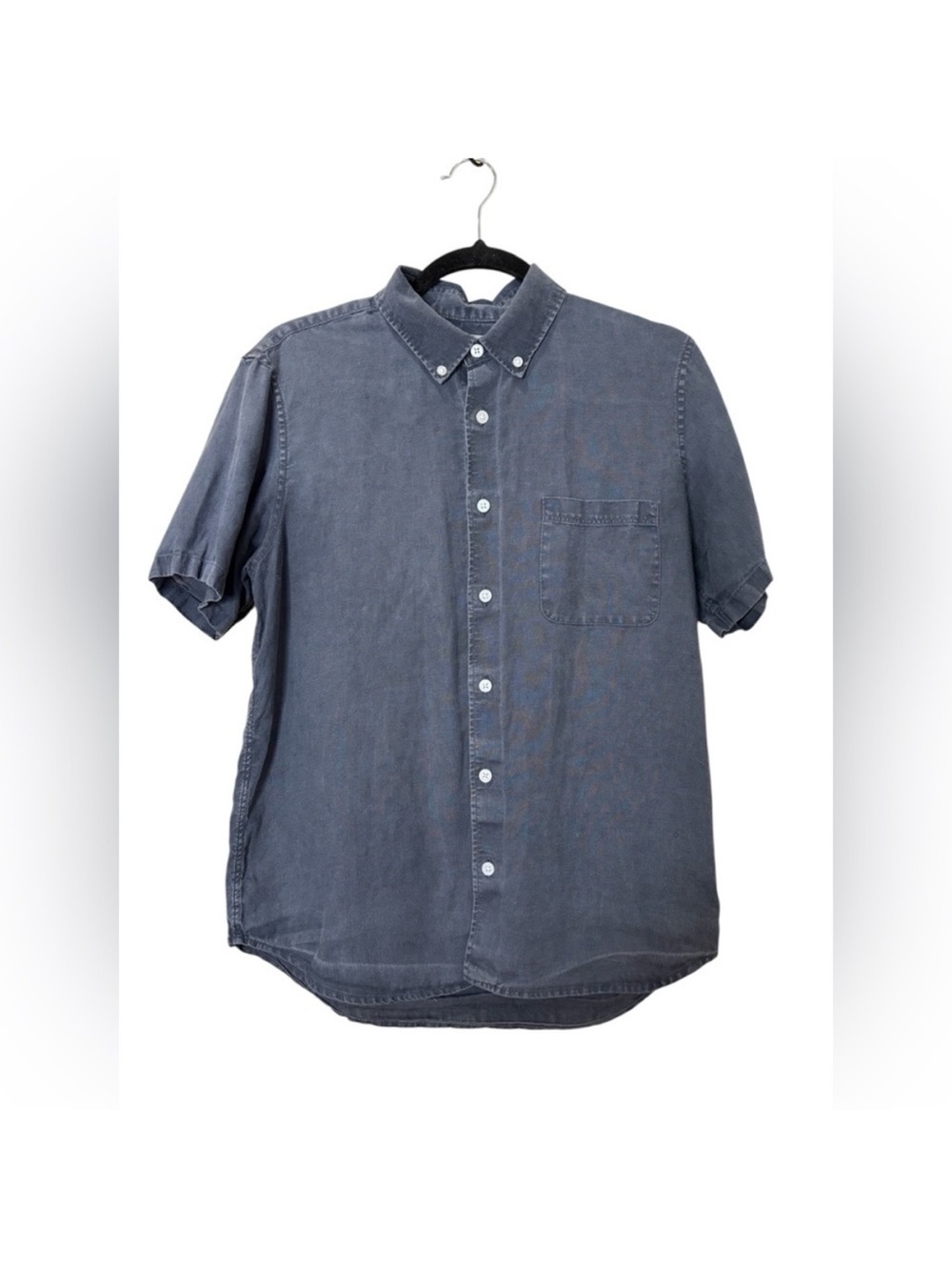 Everlane Short-Sleeve Button-Down Shirt - Slate Blue